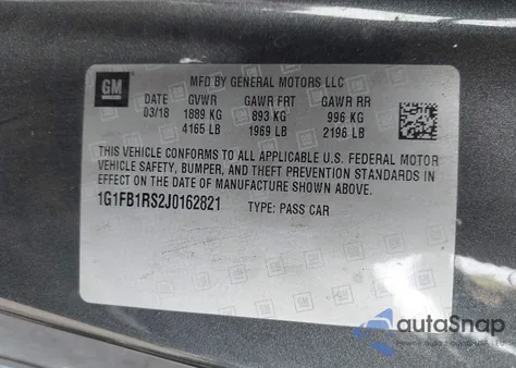 2018 Chevrolet Camaro 1Lt from USA, damaged, VIN 1G1FB1RS2J0162821